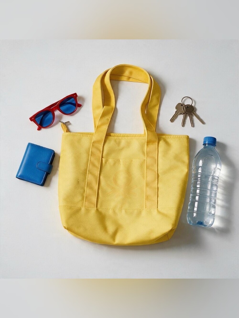 United Colors of Benetton Yellow Geometric Tote Bag